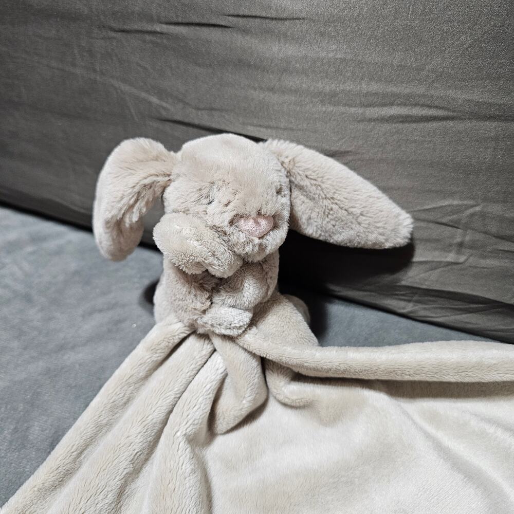 Jellycat Bashful light Brown Bunny Lovey Soother Plush Holding Newborn Security - Picture 2 of 5